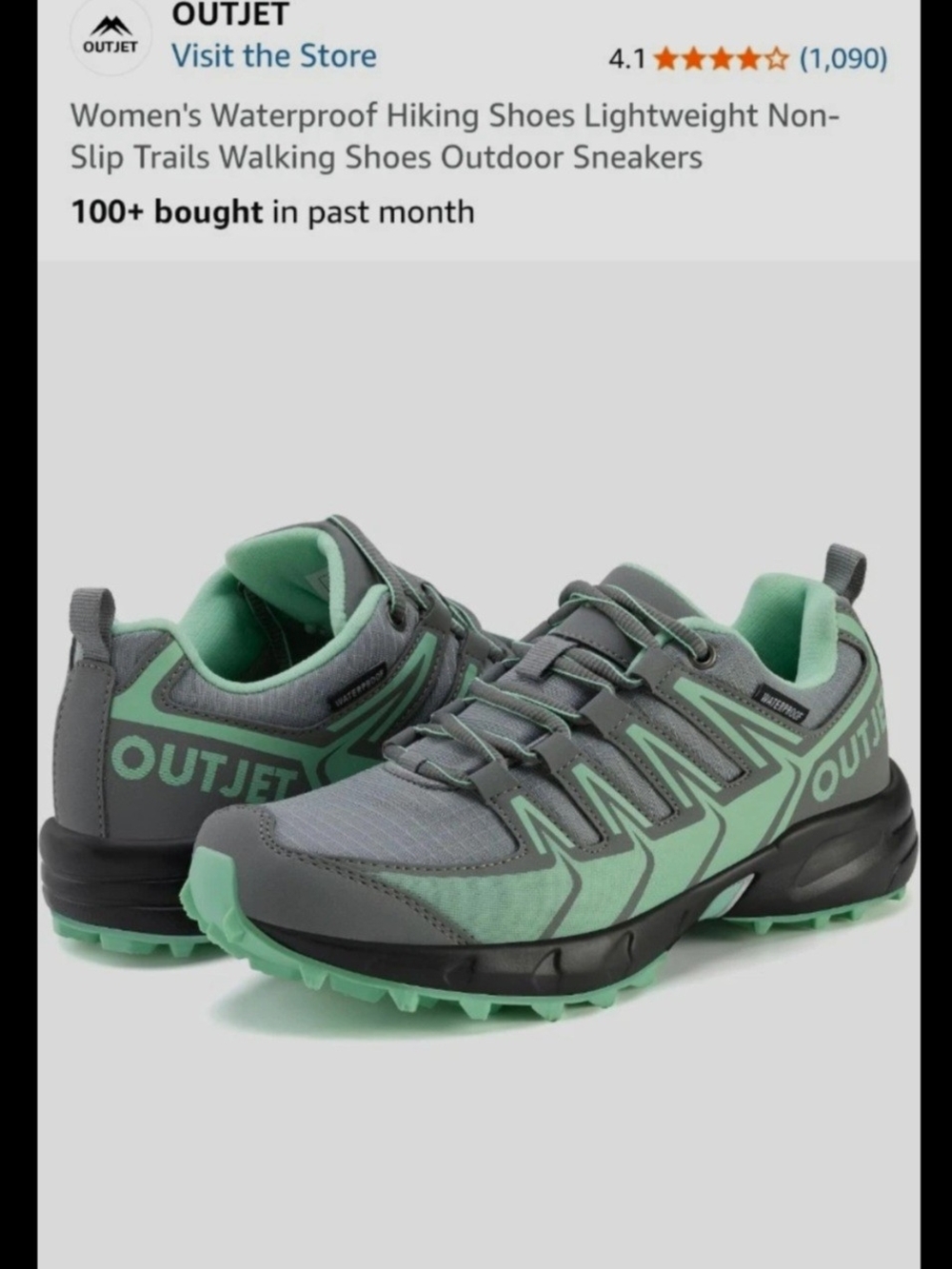 Womans Waterproof Trail Shoes in Mint Gray